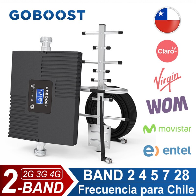 GOBOOST 2G 3G 4G Signal Repeater For Chile Users LTE Cellular Amplifier 700 850 1700 1900 2600 MHz Mobile Network Booster Kit