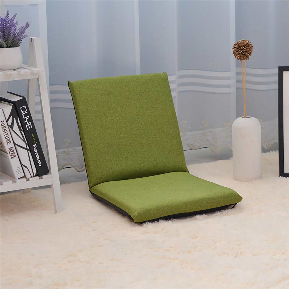 Sammenklappelig lænestol justerbar afslappende doven sofa gulv sædehynde liggestol en-person sammenklappelig seng lille sofa rygstol: Grøn