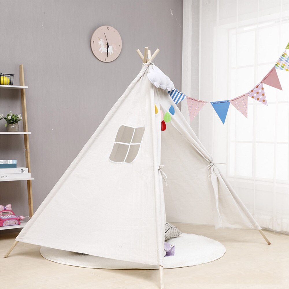 1.35M Large Teepee Tent Cotton Canvas Wigwam Children&#39;s Tent Kids Play House Girls Game House India Triangle Tent Room Decor