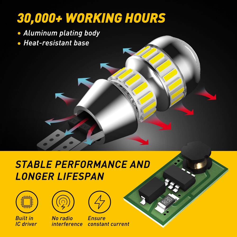 Auxito 2Pcs 2000LM T15 Led Lamp Licht W16W Led Canbus Geen Fout 4014 42-SMD 912 921 Lamp Auto Backup reverse Light Auto Lamp 6000K