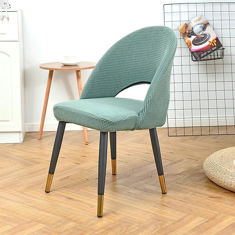 1Pcs Curved Chair Cover Hollow Back Jacquard Arc Armchair Covers Dining Chair Covers Spandex Home Bar Hotel House De Chaise: green