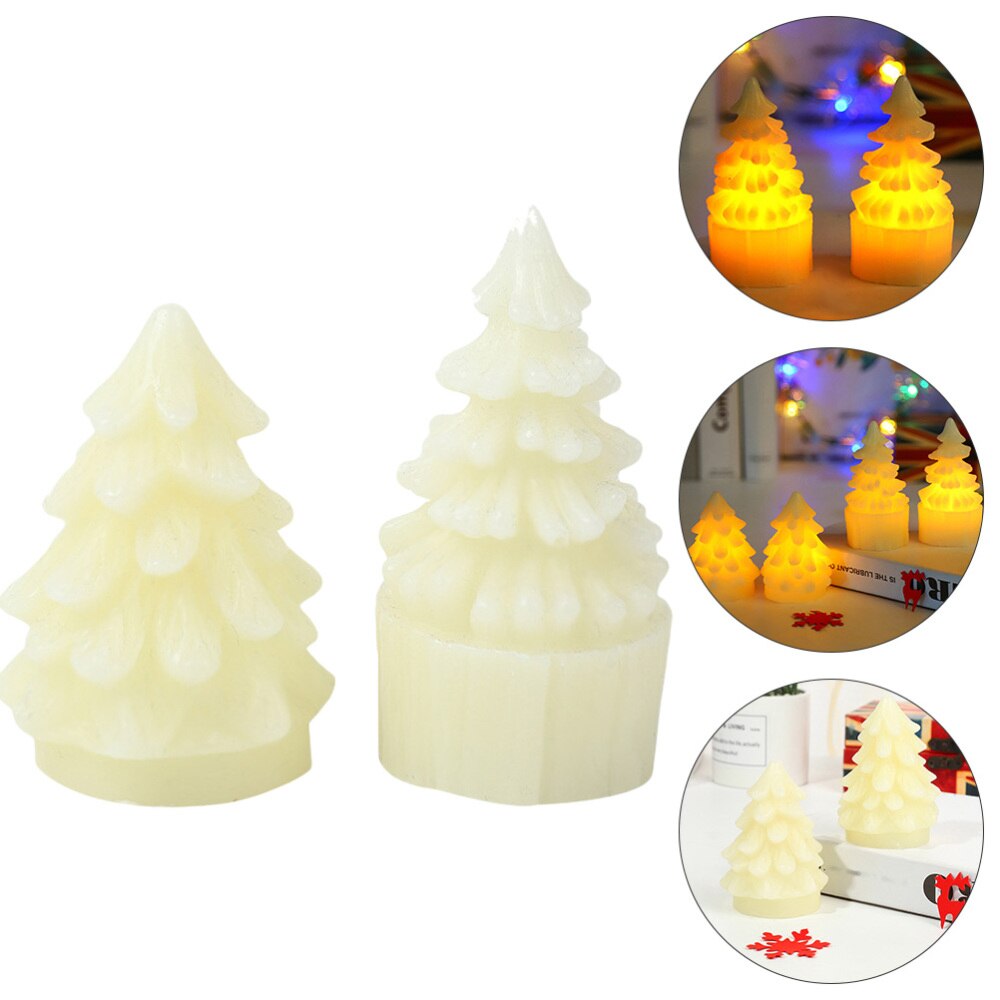 1 Set 2 Stuks Kerstboom Verlichting Decoratieve Elektronische Kaars Lampen (Beige)