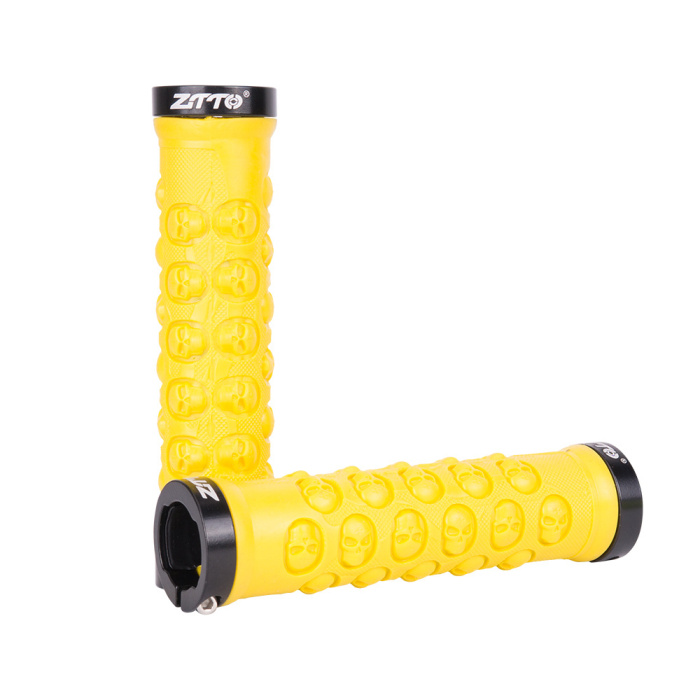 Rubber Bicycle Grips Double Side Lock-on Handlebar Grips Anti-skid Shock-absorbing Skull Gripsl MTB Fixed Gear Bike Grips