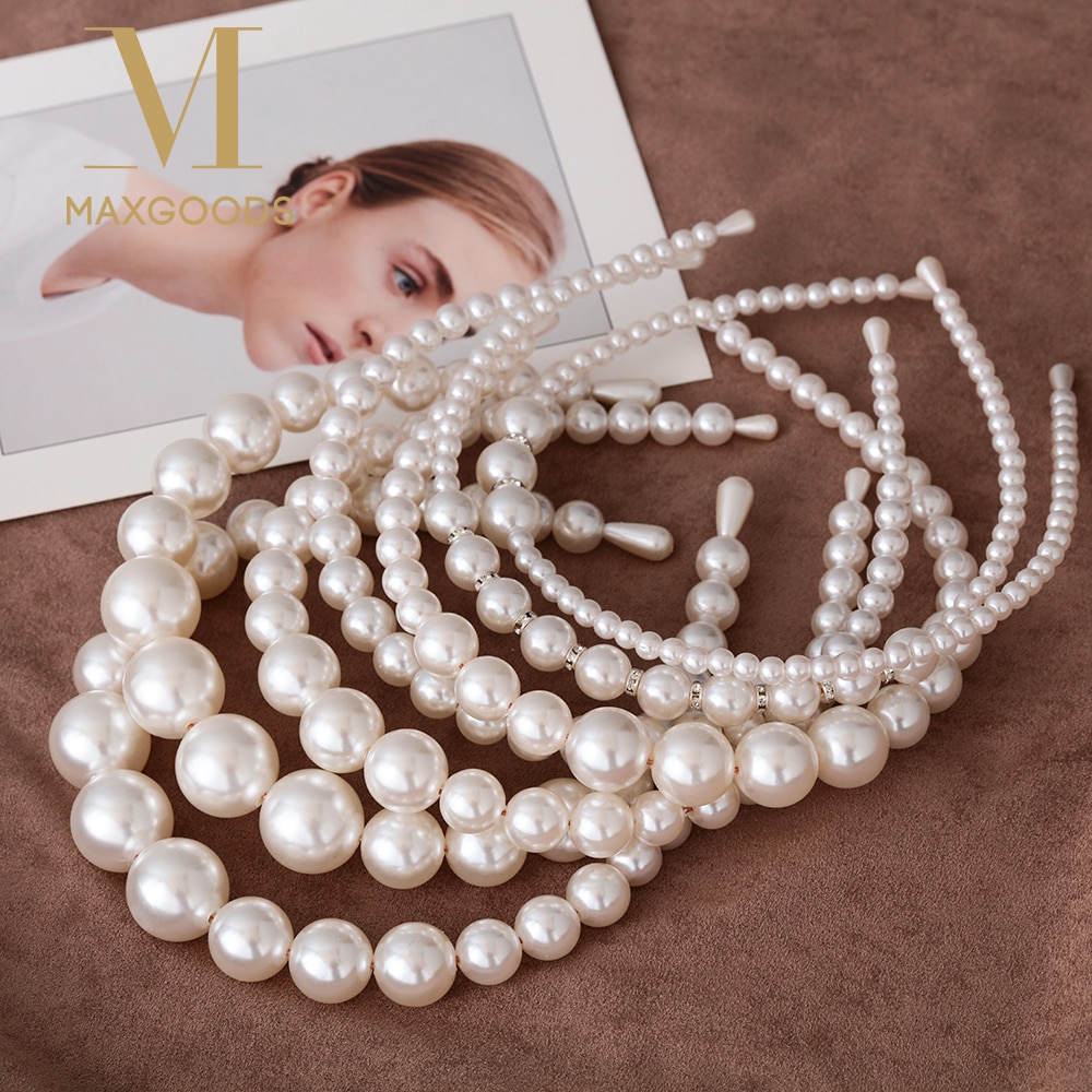 Trendy Luxury Big Pearl Headband for Women Headband Wild Personality Bezel Turban Girls Hair Headwear Jewelry