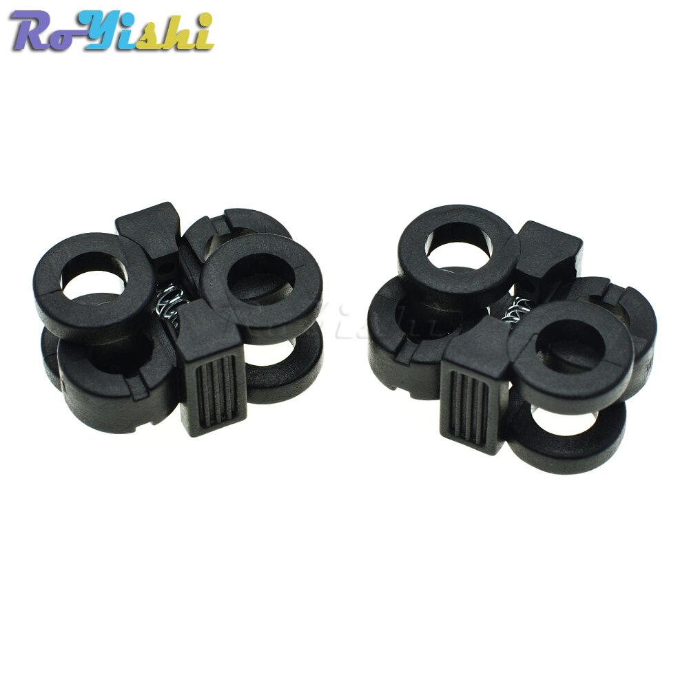 2 hull 5.7mm skolisser plastspenner snorlåser vippestopper svart