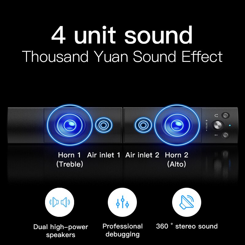 Detachable Bluetooth Speaker Microphone 2 in 1 Surround Sound soundbar For pc Laptop USB Wired Speakers for the computer