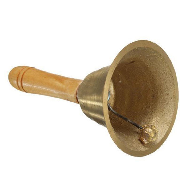 Solide Messing Holzgriff Schule Empfang Abendessen Holz Shop Hotel Hand Glocke Gold
