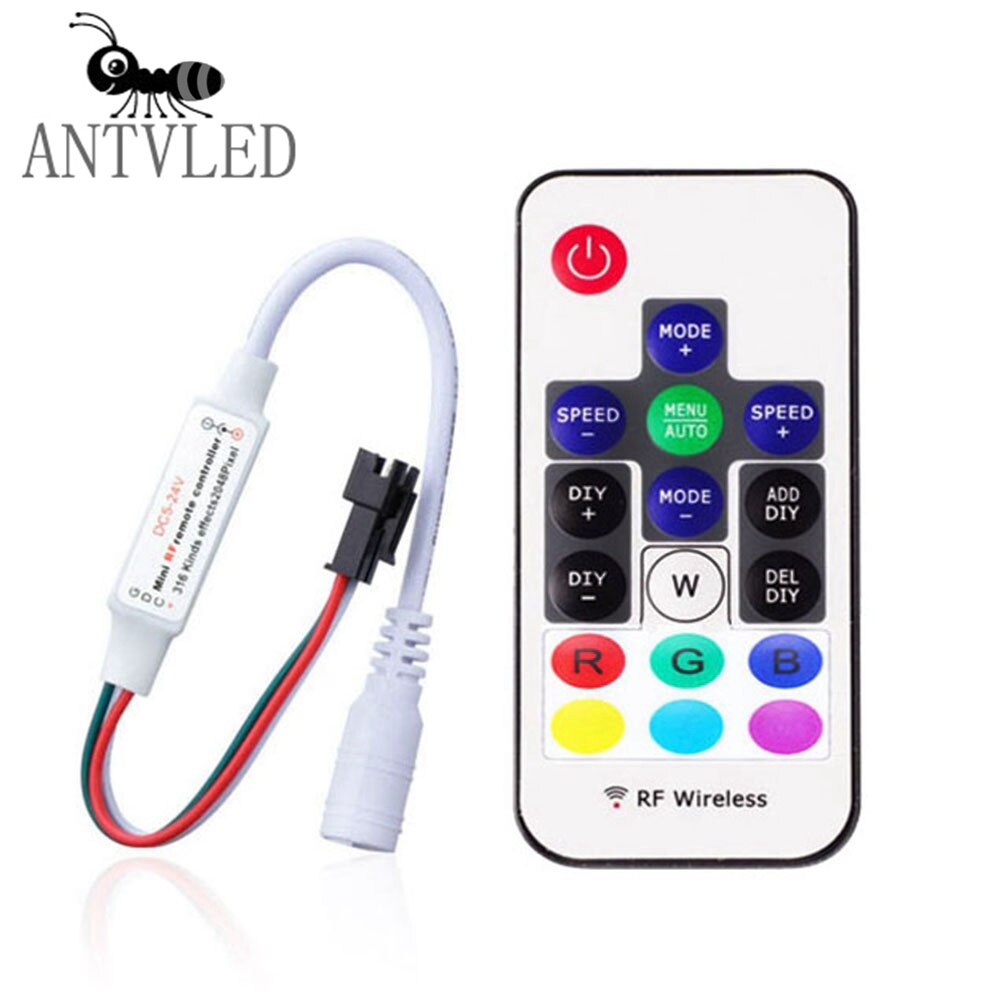 WS2812B WS2811 LED Pixel Streifen Licht Controller USB/DC Led Dimmer 3 Schlüssel RF 14/17/21 schlüssel Mit MINI Remote LED Controller DC5-24V: 14-RF-DC