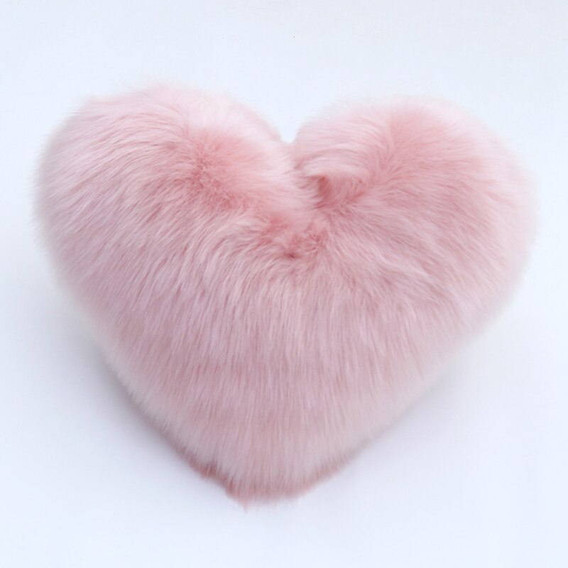 Simanfei Pelz Kissen Einsatz Weiche Plüsch Samt Liebe Herz Kissen Dekorative Weiß Nackenrolle Büro Stuhl Bett Kissen Zurück Kissen: Rosa / 40x50cm mit Ader