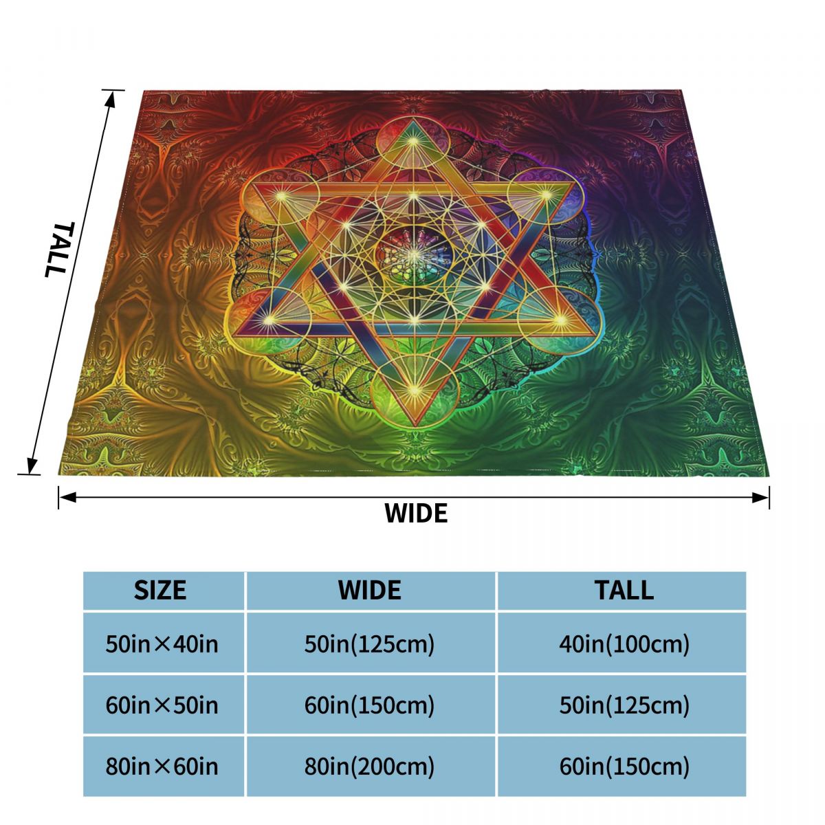 Metatrons – couverture Cube avec Merkabah et fleur de vie pour canapé, couvre-lit polaire confortable, de noël