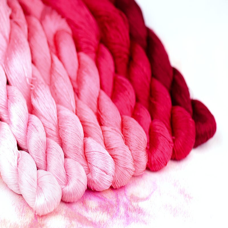 silk embroidery thread / 100% silk thread /hand embroidery embroider cross stitch/pink series/8 gradient colors: 8 colors