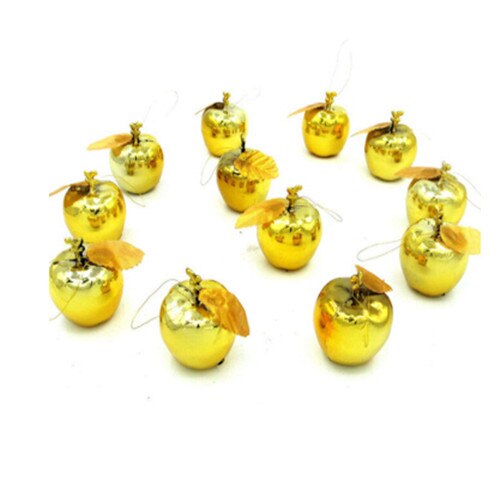 12pcs Christmas Tree Xmas Balls Decorations Gold Red Apple Baubles Party Wedding Pedant Hanging Ornament