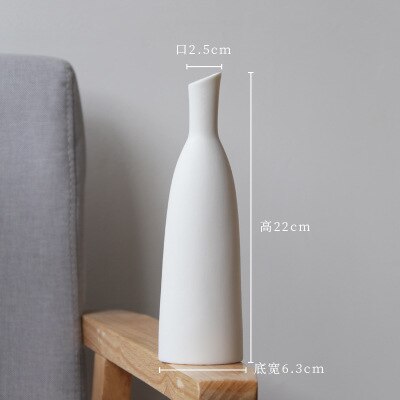 Florero de cerámica blanca para decoración del hogar, contenedor de flores para decoración de sala de estar, centro de mesa de boda moderno, 1 ud., H22cm: Bevel white vase