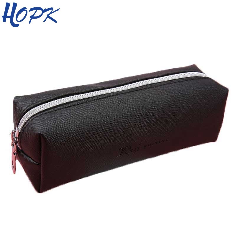 Black Pencil Case For Girls School PU Leather Pencil Case Big Capacity Pencil Bag Pencilcase School Supplies Stationery