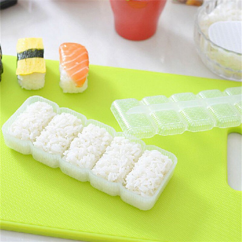 1 set Japón Nigiri molde de arroz para Sushi bola 5 rollos fabricante de prensa antiadherente herramienta DIY
