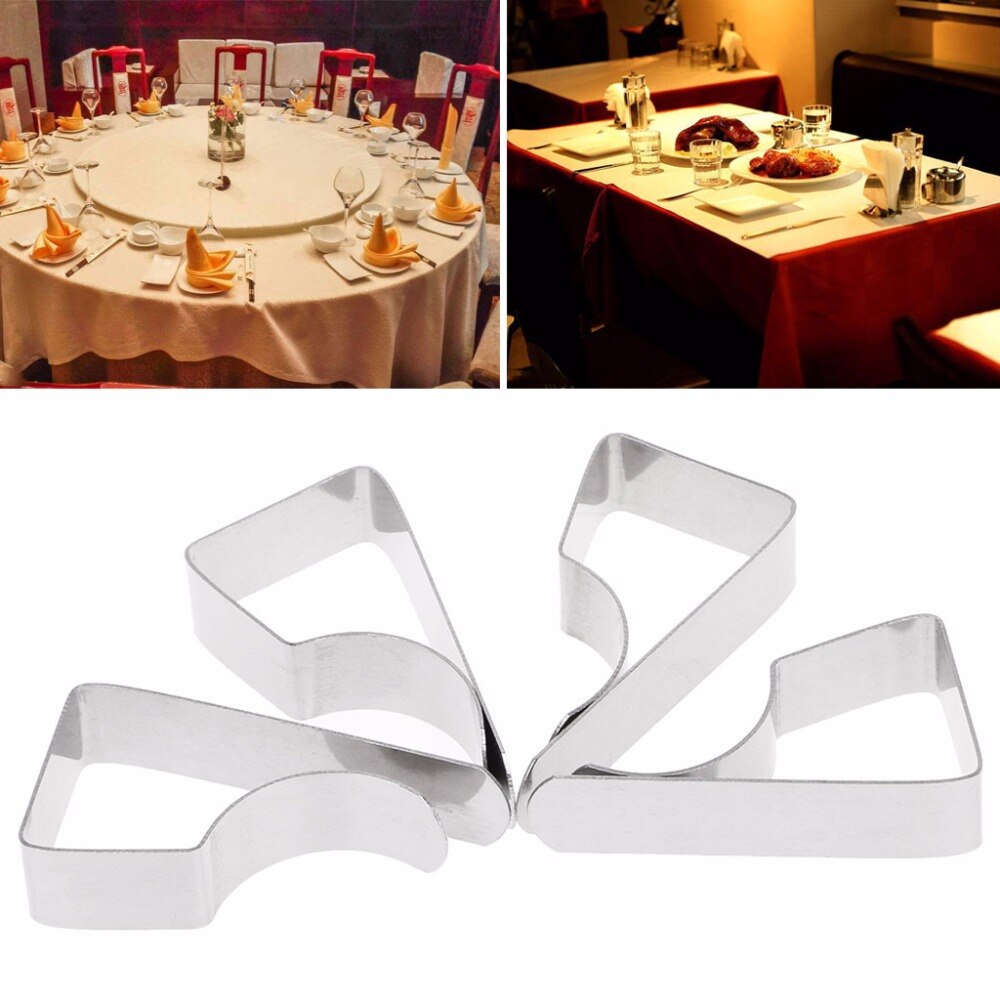 4 stk rustfritt stål duk duk clips klemmeholder for fest bryllup