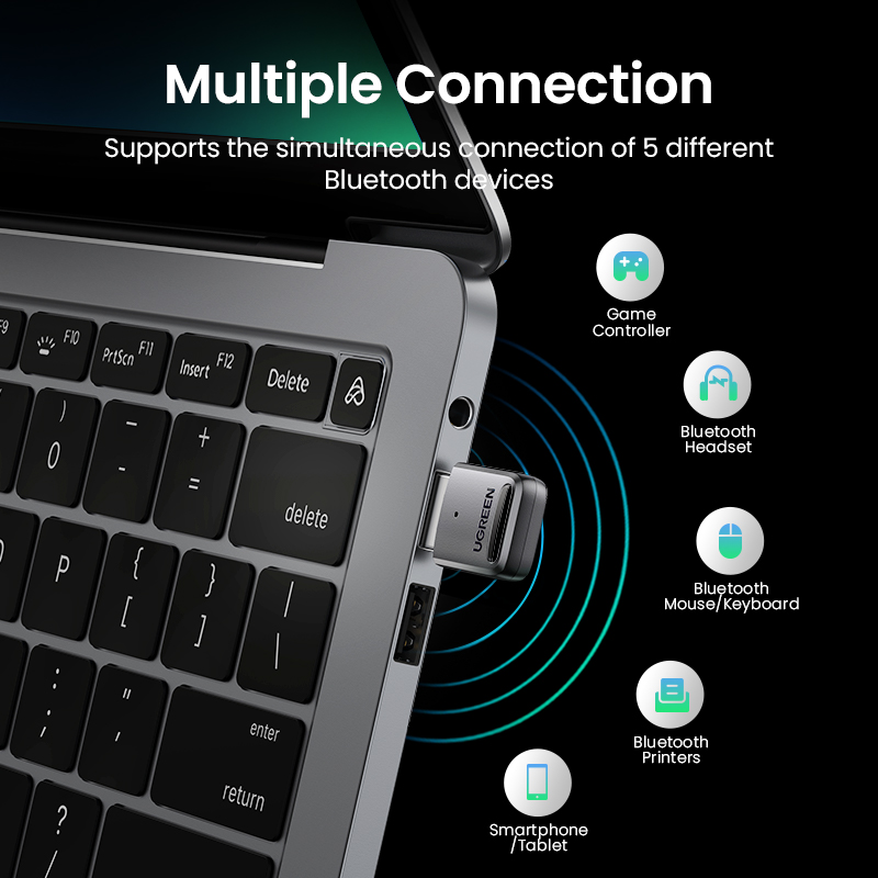 UGREEN USB Bluetooth 5.3 Dongle Adapter for PC Speaker Wireless Mouse Keyboard Music Audio Receiver Transmitter Bluetooth 5.3