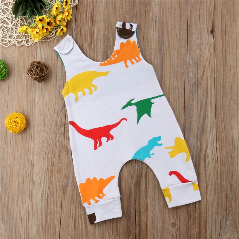 Zomer Pasgeboren Baby Jongens Meisjes Romper Dinosaurus Mouwloze Jumpsuit Sunsuit Kleding Peuter Kids Outfit