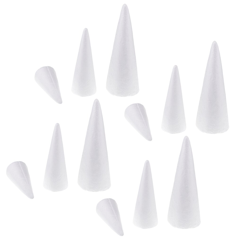 12 Cone Shape Styrofoam Foam For Handmade Modelling Kid Craft DIY 15/20/25cm