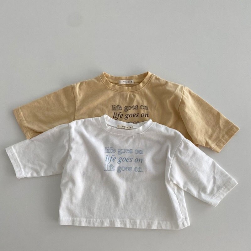 Baby Lange Mouw T-shirt Zachte Katoenen Baby Brief Afdrukken T-shirt Voor Jongens Meisjes Casual Tops Losse Kids Tee dieptepunt Shirts