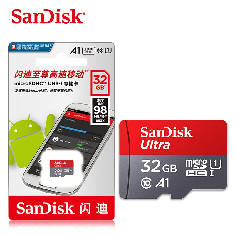 SanDisk A1 karta Micro SD 200GB 256GB karta pamięci fiszki klasy 10 128GB karta 32GB TF 64G micro sd 16GB karta microsd sd: 32GB