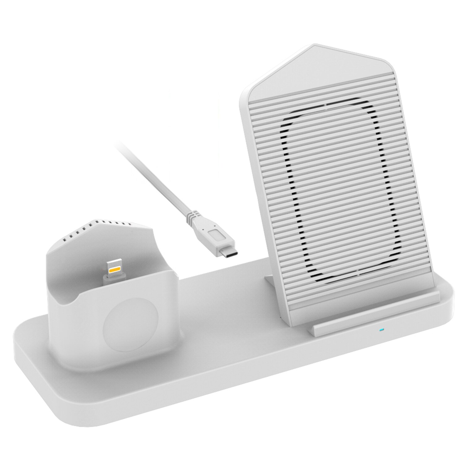 Besegad 3 in 1 Draadloze Opladen Houder Dock Station Charger Stand met Koelventilator voor Apple Horloge iWatch 4 AirPods iPhone: White