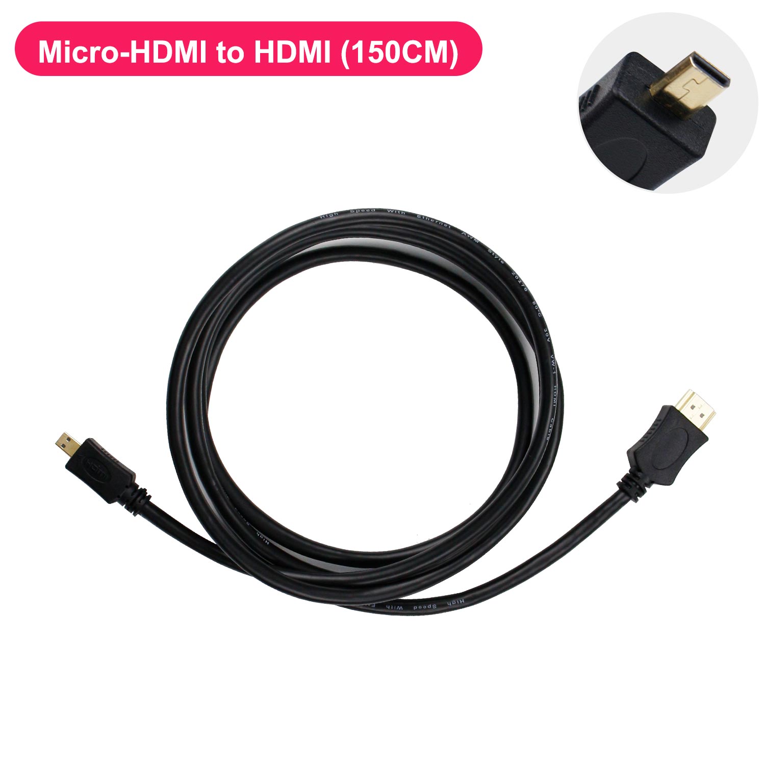 Raspberry Pi 5/4B Micro-HDMI to HDMI Cable Display Adapter 30CM 100CM 150CM Length Optional Support Dual HD 4K Video 1080P 240Hz: green