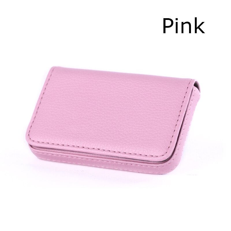 BONAMIE Large Capacity Unisex Business Card Case ID Pouch Women Pu Leather Card Box Man Credit Card Holder Black Brown: Pink