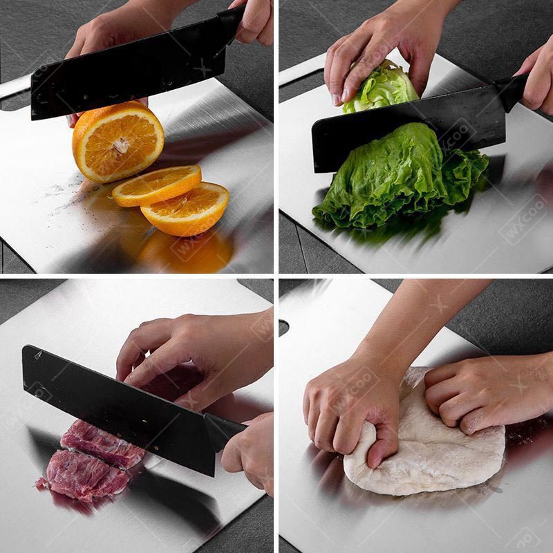 Stainless Steel Cutting Board Chopping Board Kneading Dough Board for Kitchen for Meat Fruit Vegetables Baby Food Easy To Clean