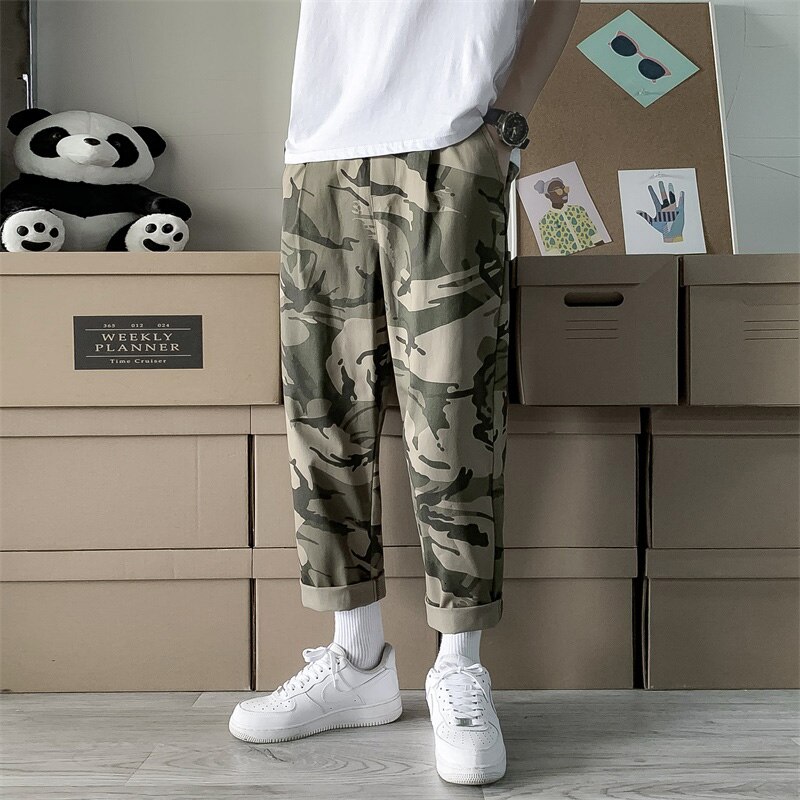 Privathinker Men's Camouflage Harem Sports Pants Autumn Korean Man Loose Ankle-Length Trousers Streetwear Male Casual Pants: S / CamouflageGray