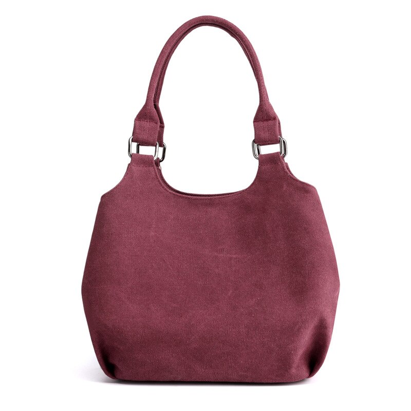 Canvas Tas Vrouwen Enkele Schouder Grote Capaciteit Strand Tas Canvas Tas Een Schoudertas Drie Belangrijkste Zak Canvas Vrouwen tas: Purple brown