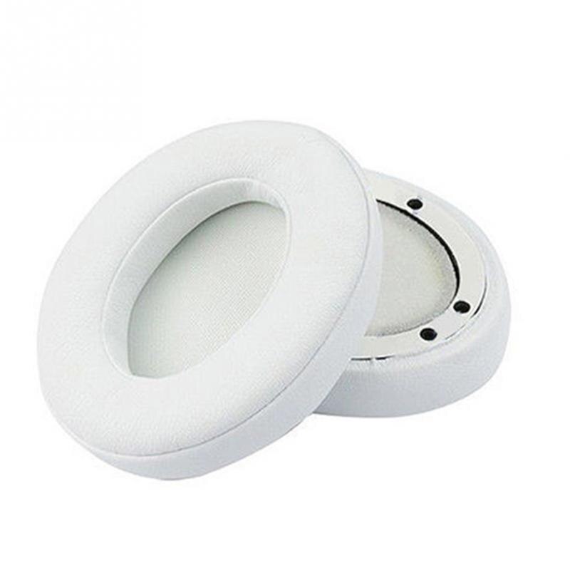 2 st utbytesöronkuddar pu läder öron kudde för beats by dre 2.0 studio trådlös svart vit 95 x 75mm #05: Vit