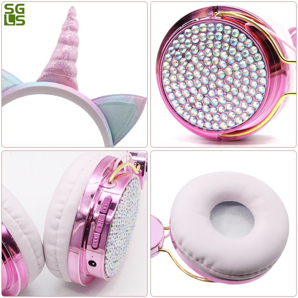 Casque licorne Bluetooth 5.0, avec Microphone, pour ordinateur portable, téléphone, PC, MP3, tablette, appareil Audio, de noël