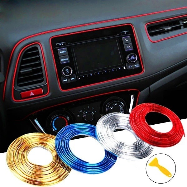 Tira decoración Interior para salpicadero de coche, 5M, salida de aire, accesorios decorativos para coche, tira de decoración Interior