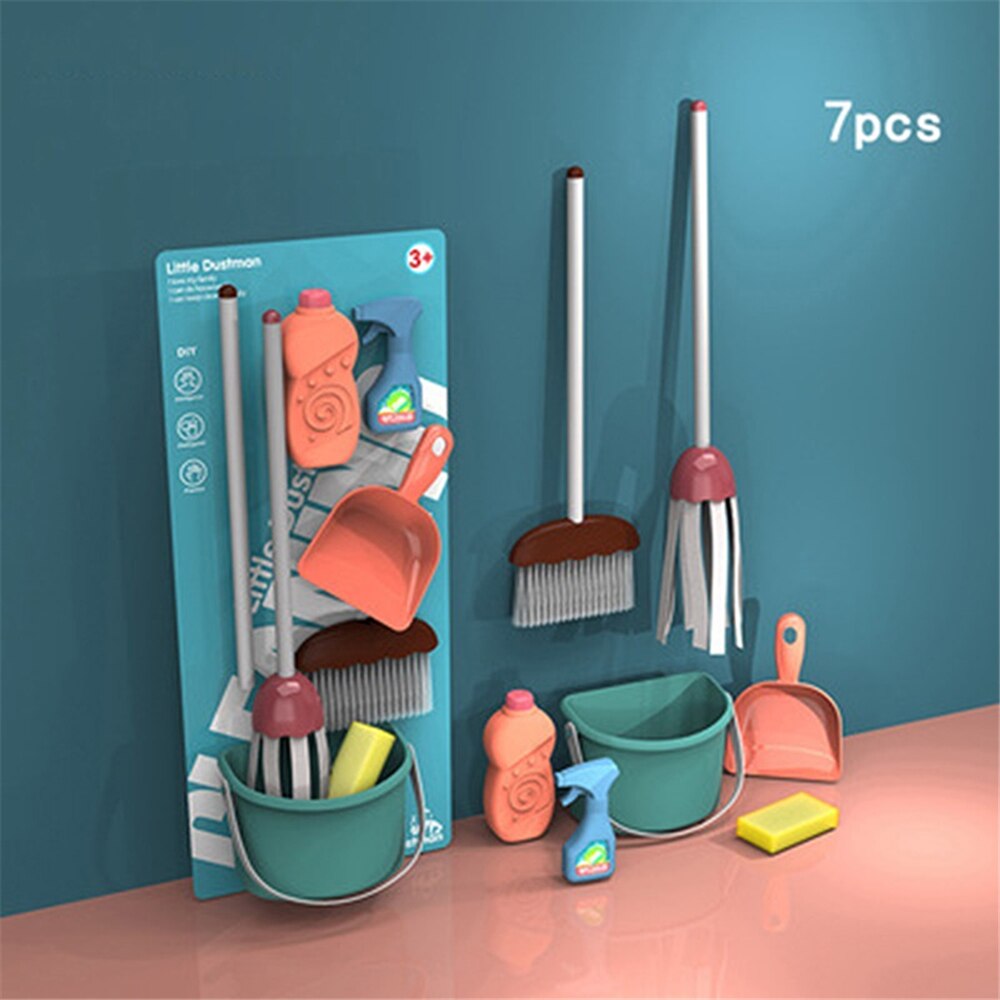 Maison de jeu de Simulation éducative pour enfants, jouet garçon et fille, outil de nettoyage d&#39;entraînement, ensemble de choses pour le nettoyage: B 7pcs