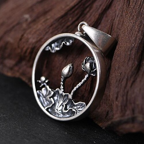 Balmora 925 sterling sølv lotusblomst vedhæng & vedhæng halskæde bijoux kvinder elsker retro smykker: Kun et vedhæng