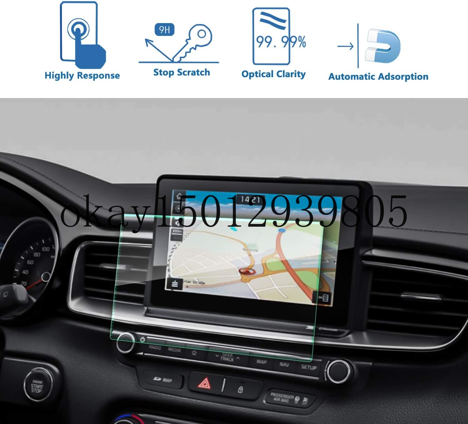 Protecteur d'écran de Navigation de voiture pour kia Ceed 10.25 pouces, Film protecteur d'écran tactile de voiture de dureté du verre trempé 9H