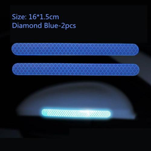 Reflective Strips 2Pcs Car Reflector Rearview Mirror Sticker Truck Vehicle Strip Tape Exterior Car Accessories: Blue