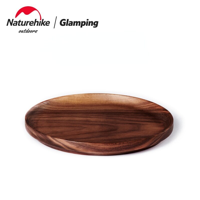 Naturehike Black Walnut Plate Outdoor Camping Solid Wood Tableware Picnic BBQ Plate Fruit Plate Whole Wood Production Stack Fit