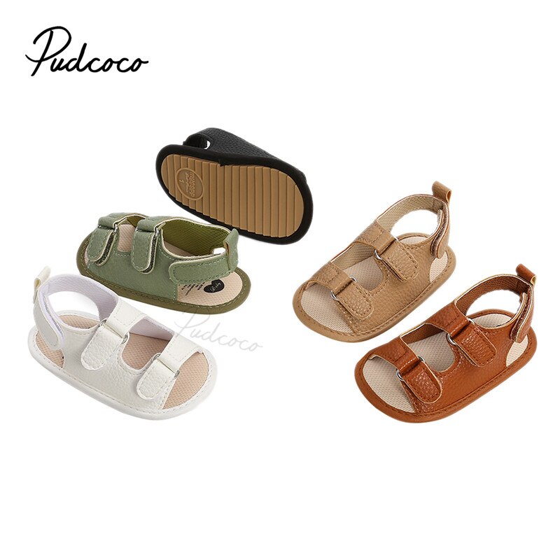Baby Jungen Mädchen Leder Sandalen, Anti-Unterhose Sohle Einfarbig Wohnungen Erste Wanderschuhe