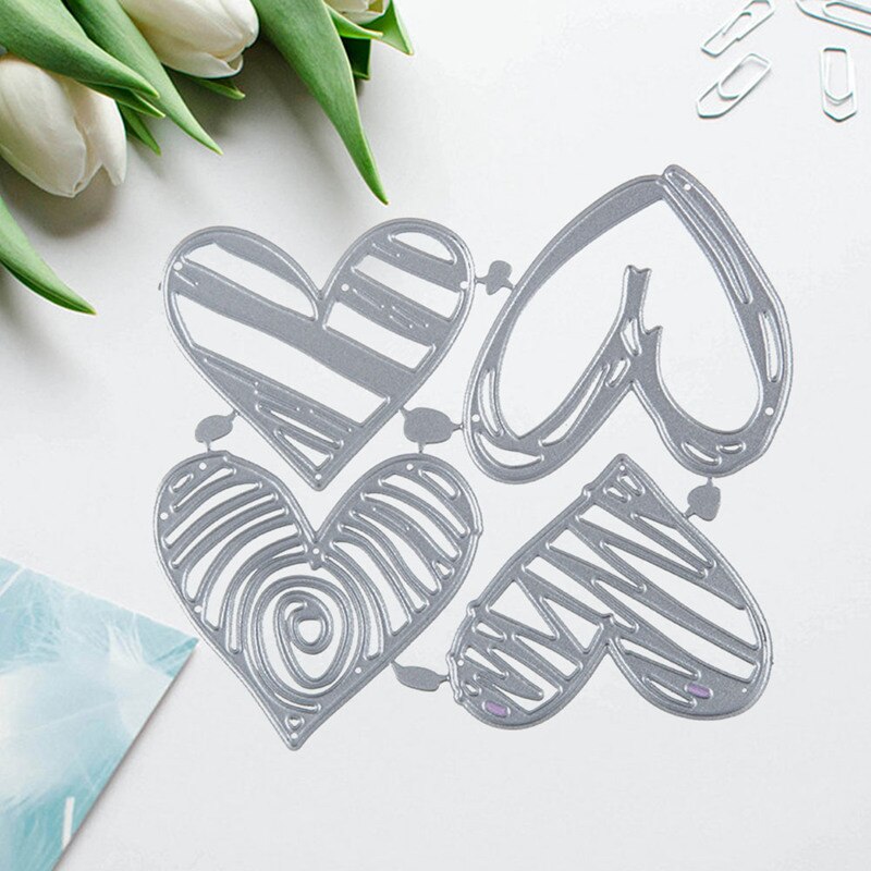 4 sztuk/zestaw matryce robić cięcia metalu miłość z designem serca rękodzieło muszka album Scrapbooking papier robić majsterkowania ręcznie robione kartki szablon robić wytłaczania cięcia