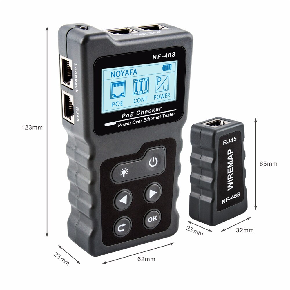 NF-488 network cabl tester CAT5 CAT6 LAN Cable PoE Switch Tester Detector LCD Display Digital Ethernet Cable Tester Tool