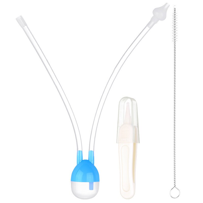 3 pièces/ensemble -né bébé sécurité nez nettoyeur enfants aspirateur Nasal aspirateur ensemble nourrissons médecine compte-gouttes accessoires bébé soins: Blue-A