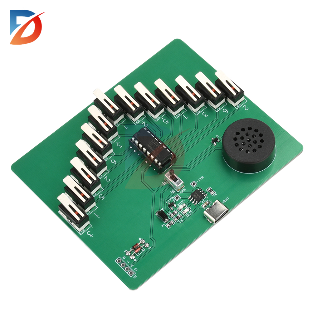 Elektronisches Kalimba-DIY-Bausatz, DC 3–5 V, pentatonisches Instrument, Schweißübungen, lustige Leiterplattenteile Typ C, ohne Batterie
