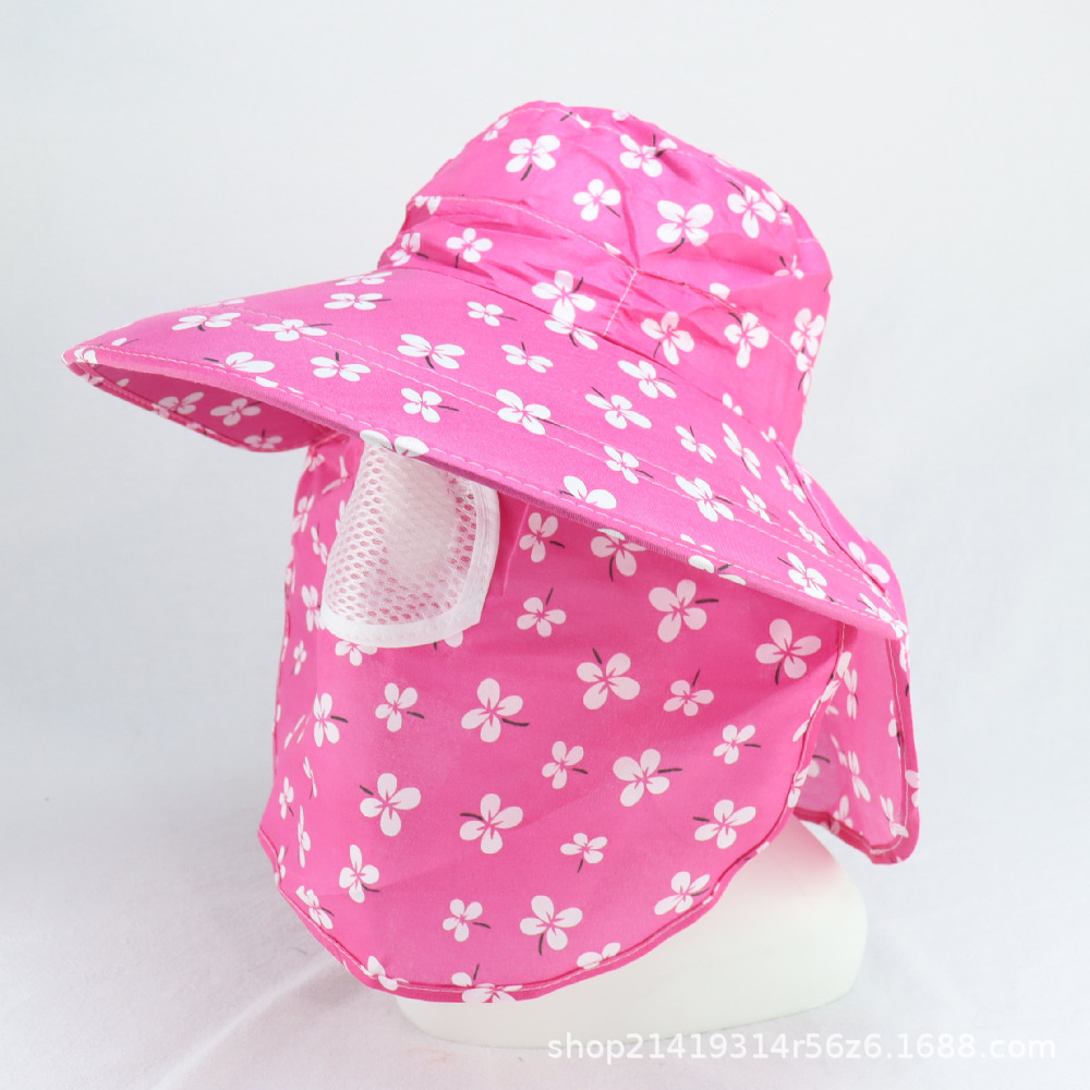 Women UV Protection Cap Breathable Big Brim Outdoor Sun Hat With Face Neck Flap Woman Working Hat: Rose Pink