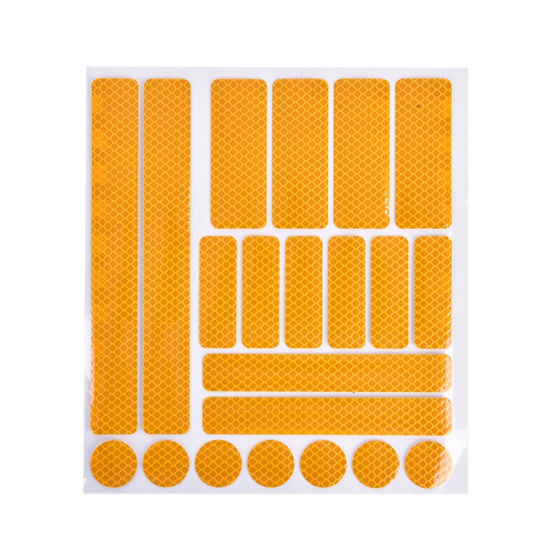 1 hoja de adhesivos reflectantes para motocicleta, Reflector de bicicleta, pegatinas de advertencia para ciclismo, accesorios para bicicleta: Amarillo