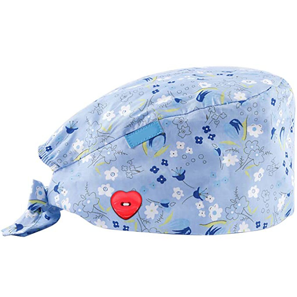 3PCS Unisex Scrub Cap Printed Button Work Hat Face Holder Wearing Protect Ears Casual gorro enfermera quirofano #R15