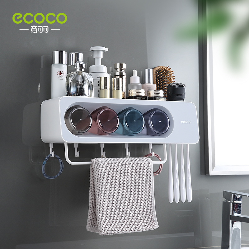 ECOCO – distributeur automatique de dentifrice mural, ensemble d&#39;accessoires de salle de bains, presse-dentifrice, outil porte-brosse à dents