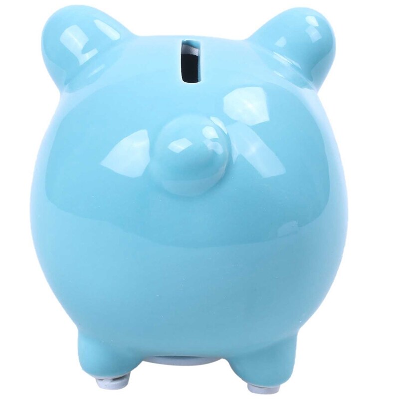 Piggy Banks for Kids, Ceramic Material, Cute Pig for Decoration, Baby Nursery (Blue)