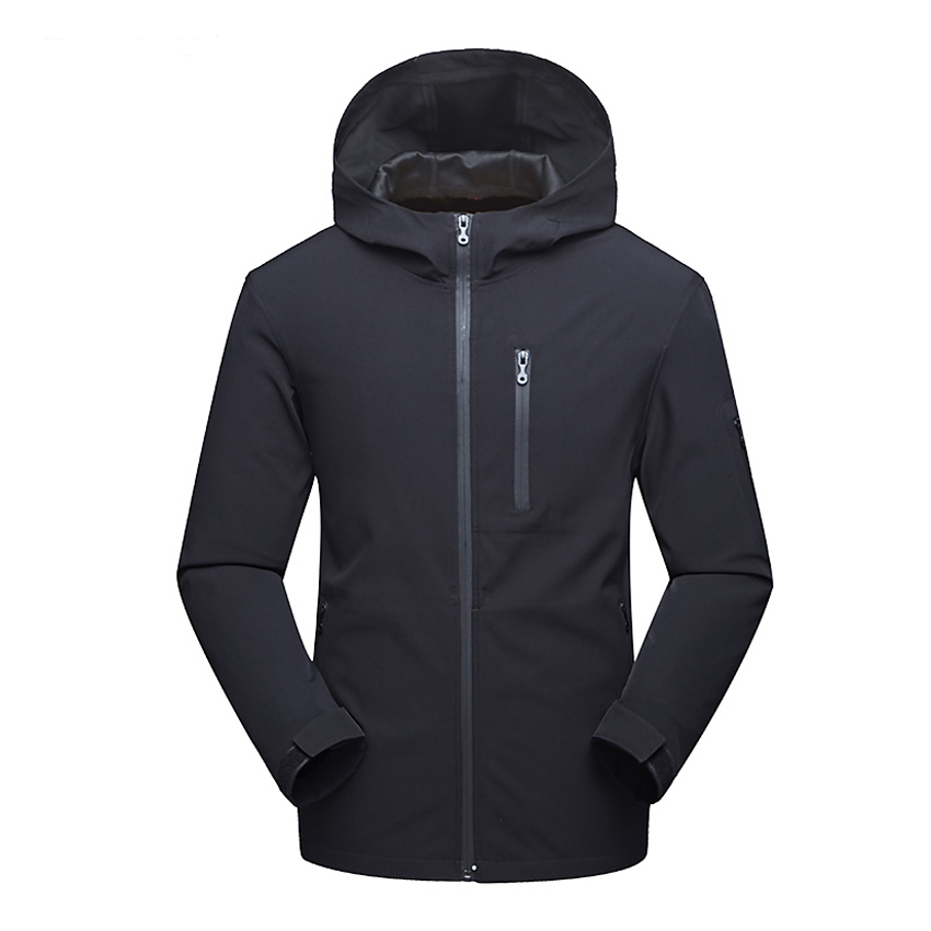 Mountainskin Spring Men's Hiking Softshell Jackets Outdoor Sports Camping Trekking Climbing Windproof Male Hooded Coats VA423: Black / Asian Size 2XL